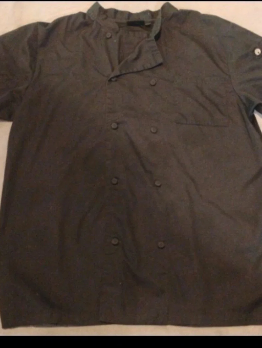 Chef Works Black Short-Sleeve Double-Breasted Chef Coat Jacket - Size Large